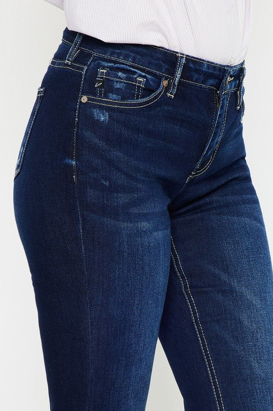 Mid Rise Hem Detail Flare Jeans