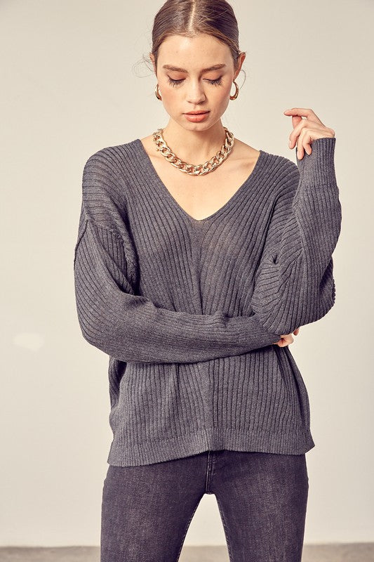 V-Neck Knit Top Sweater