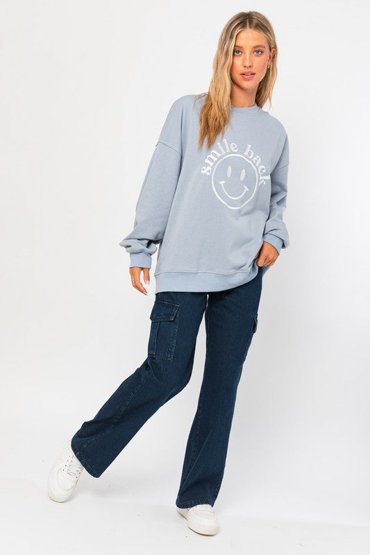 Letter Embroidery Oversized Sweatshirt