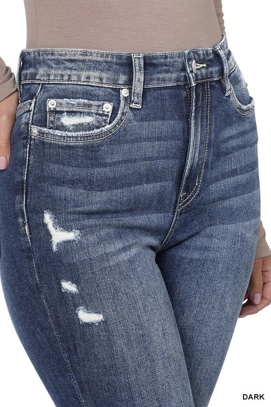 Distressed Hem Ankle Skinny Denim Jeans