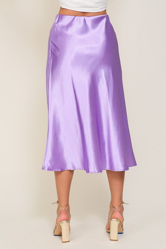 Satin Midi Flare Skirt