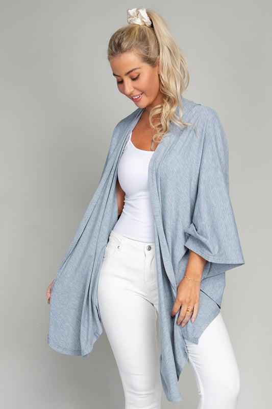 Drop Shoulder Open Front Cardigan