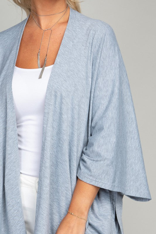 Drop Shoulder Open Front Cardigan