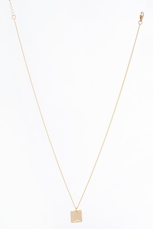 Twisted ring and square pendant necklace set - gol