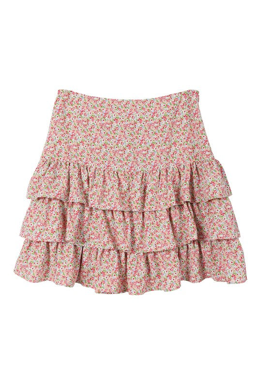 Tiered Floral Skirt