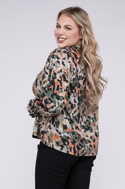 Floral Print Lace Trim Blouse