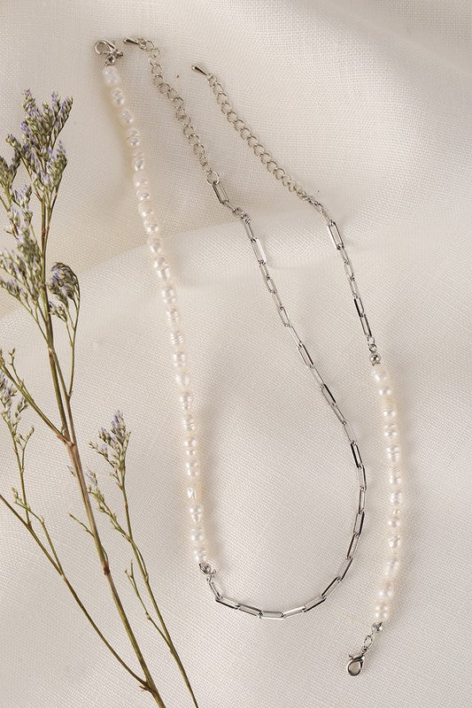 Natural pearl chain bracelet, necklace setk