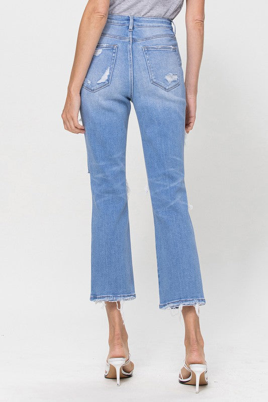 Stretch Super High Rise Crop Straight Jeans