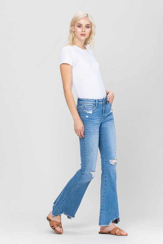 Mid-Rise Flare with Hem Detail Jeans