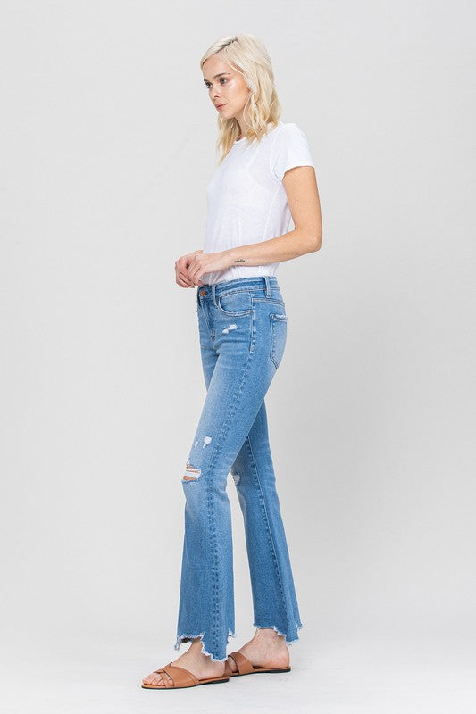 Mid-Rise Flare with Hem Detail Jeans