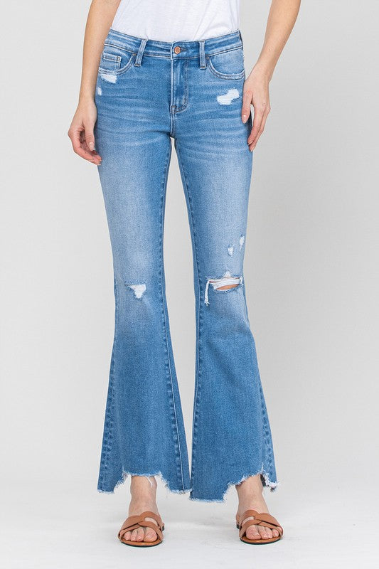 Mid-Rise Flare with Hem Detail Jeans