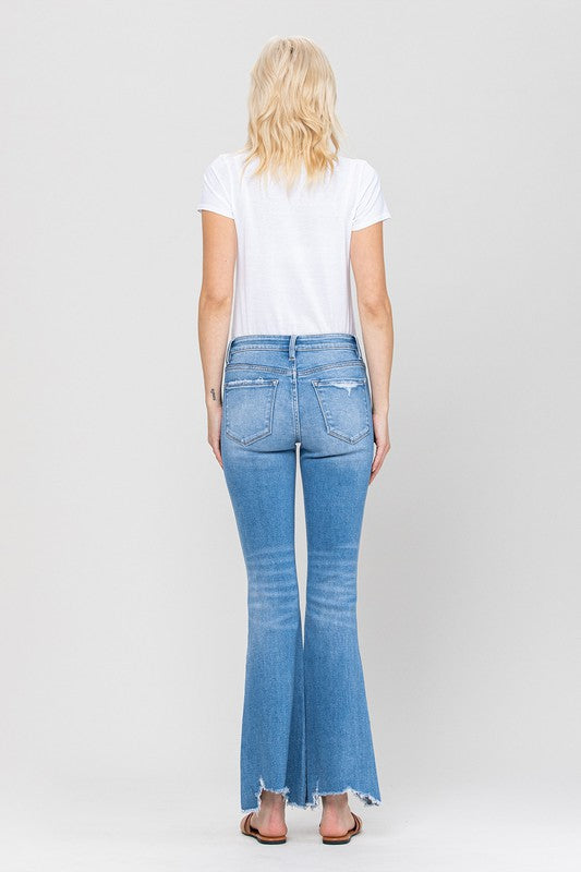 Mid-Rise Flare with Hem Detail Jeans