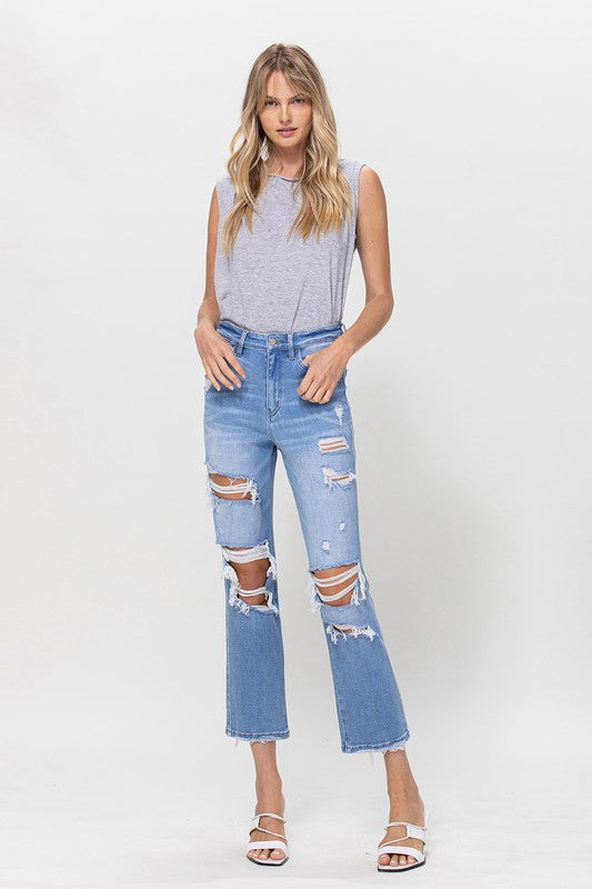 Stretch Super High Rise Crop Straight Jeans