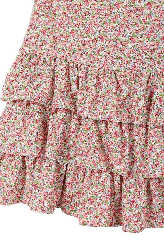 Tiered Floral Skirt