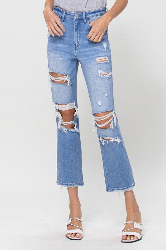 Stretch Super High Rise Crop Straight Jeans